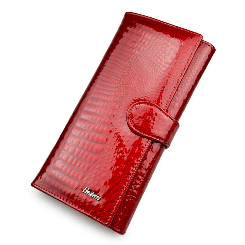 Alligator Pattern Genuine Leather Long Wallet for Women