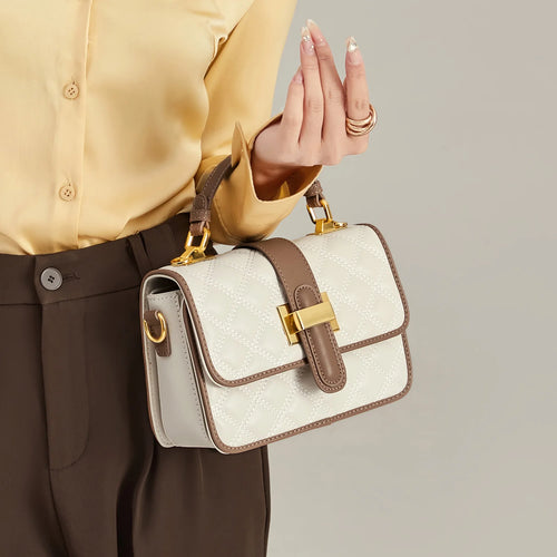 Quilted Leather Crossbody Bag – Women's Color Block Shoulder Bag