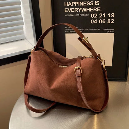 Retro Frosted Crossbody Bag Large Capacity Shoulder Tote for Women