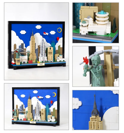 New York City Skyline Building Blocks Wall Art – 1130pcs MOC Display Set