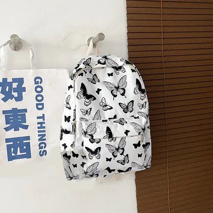 Butterfly Print Backpack – Women's Korean School & Travel Bag
