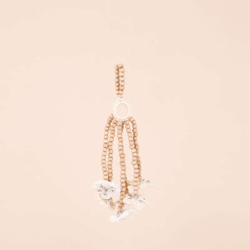Beaded Tassel Bag Charm & Keychain – Floral Boho Pendant for Women