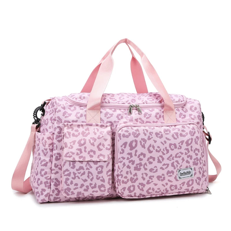 Leopard Print Duffle Bag – Multi-Pocket Sports & Travel Bag