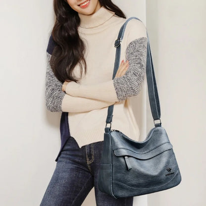 Crossbody Bag for Women – Soft PU Leather Shoulder Bag, 2-Layer