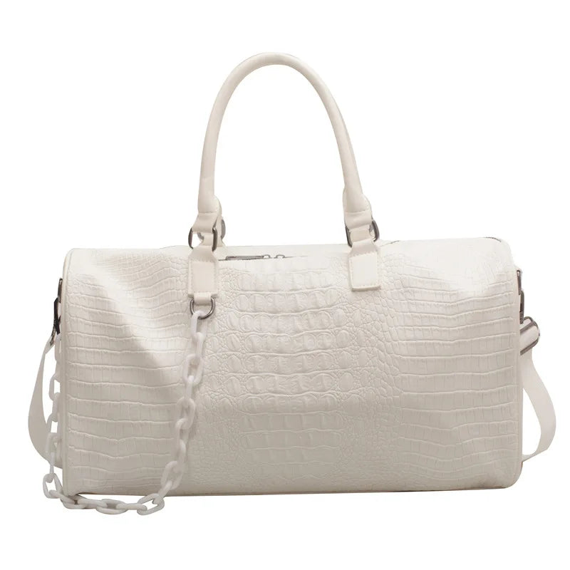 Crocodile Pattern PU Leather Travel Duffle Bag for Women