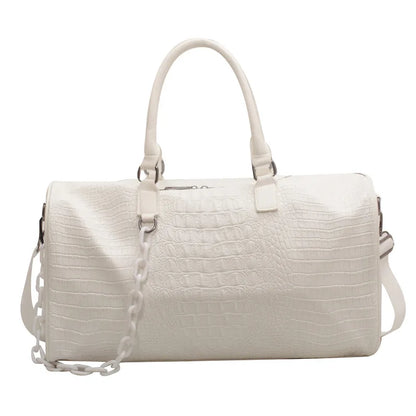Crocodile Pattern PU Leather Travel Duffle Bag for Women
