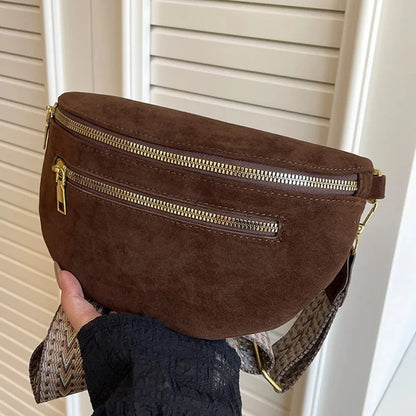 Faux Suede Fanny Pack Women's Crossbody Chest Bag