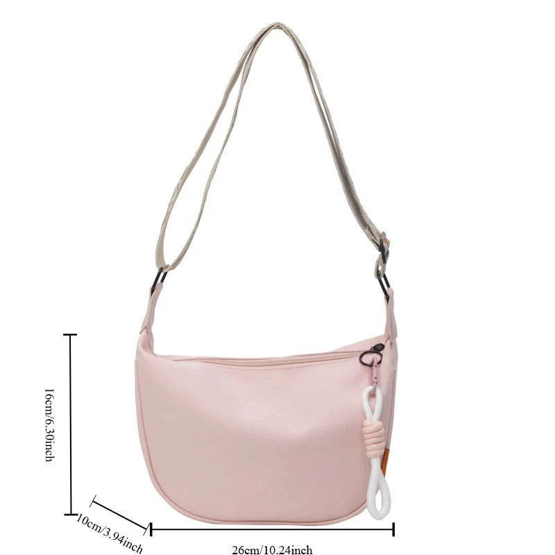 Female Canvas Shoulder Bag Spring Summer Dumpling Trendy Casual Sports Broadband Crossbody
