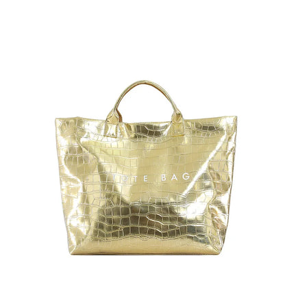 Crocodile Embossed Tote Bag – Large Capacity Luxury Hobo Handbag for Women