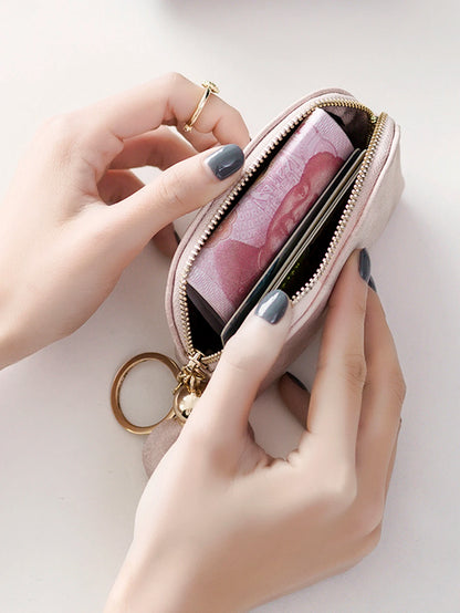 Mini PU Leather Coin Purse with Keychain Charm