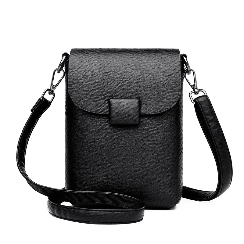 Women's Small Crossbody Phone Bag – Soft Leather Flap Purse
