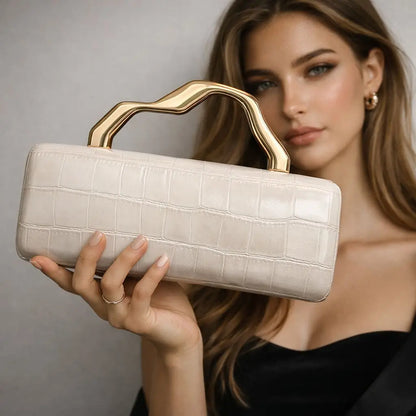 Crocodile Pattern Brand Women S Handbag Brown Gold Rectangular Bag High-End Luxury Designer Shoulder