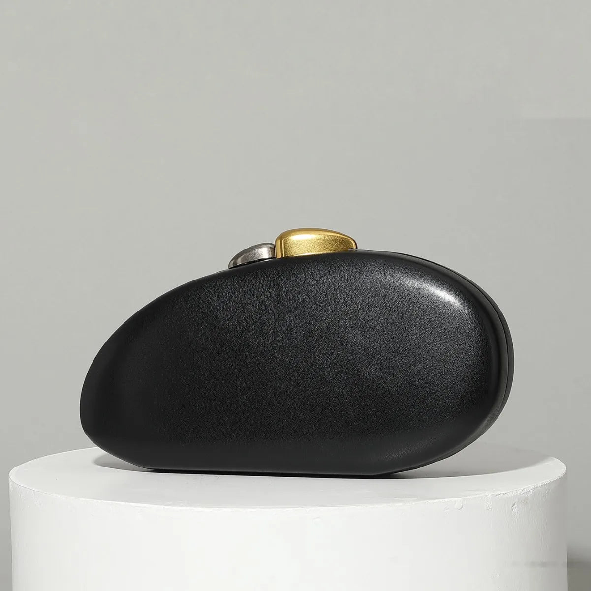 Shell Clutch Bag – Luxury PU Leather Lock Handbag with Chain Strap