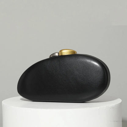 Shell Clutch Bag – Luxury PU Leather Lock Handbag with Chain Strap