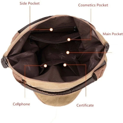 Large Canvas Shoulder Bag – Women's Crossbody Travel Tote