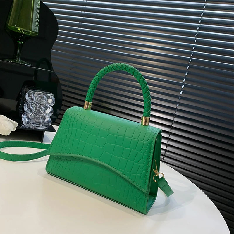 Crocodile Pattern Shoulder Bag – Women's Retro Flap Crossbody Purse
