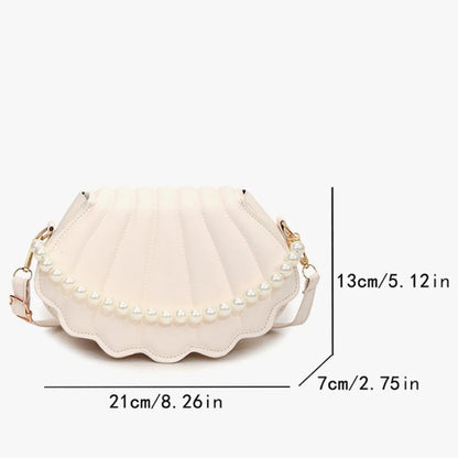 Pearl Chain Seashell Handbag – Women's PU Leather Shoulder Bag