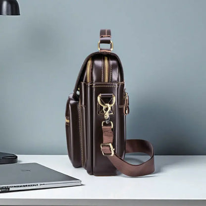 Genuine Leather Men's Crossbody Shoulder Bag – Vintage Style