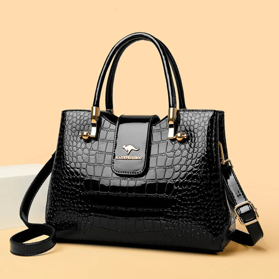 Patent Leather Crocodile Tote Handbag for Women