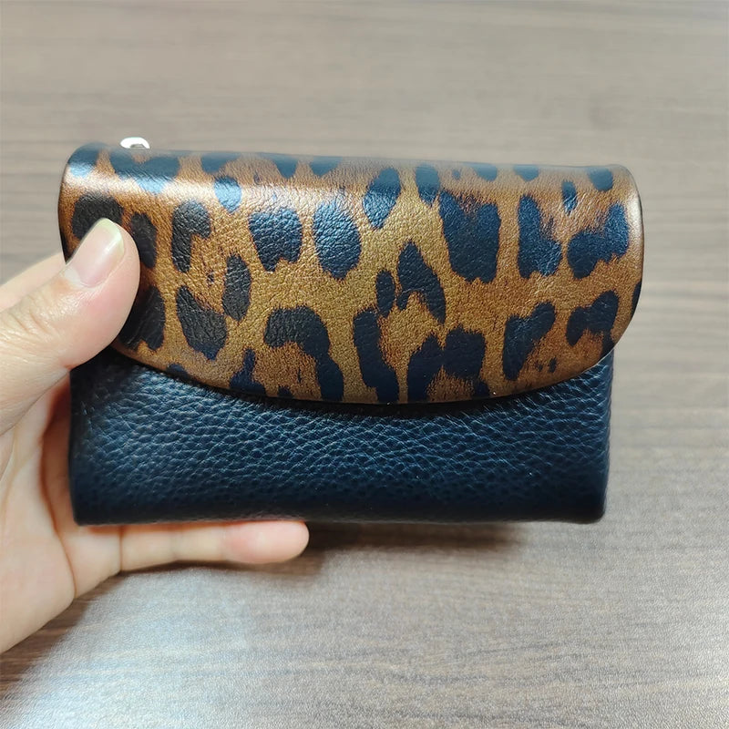 Leopard Print Leather Wallet for Women – Short Organizer Purse