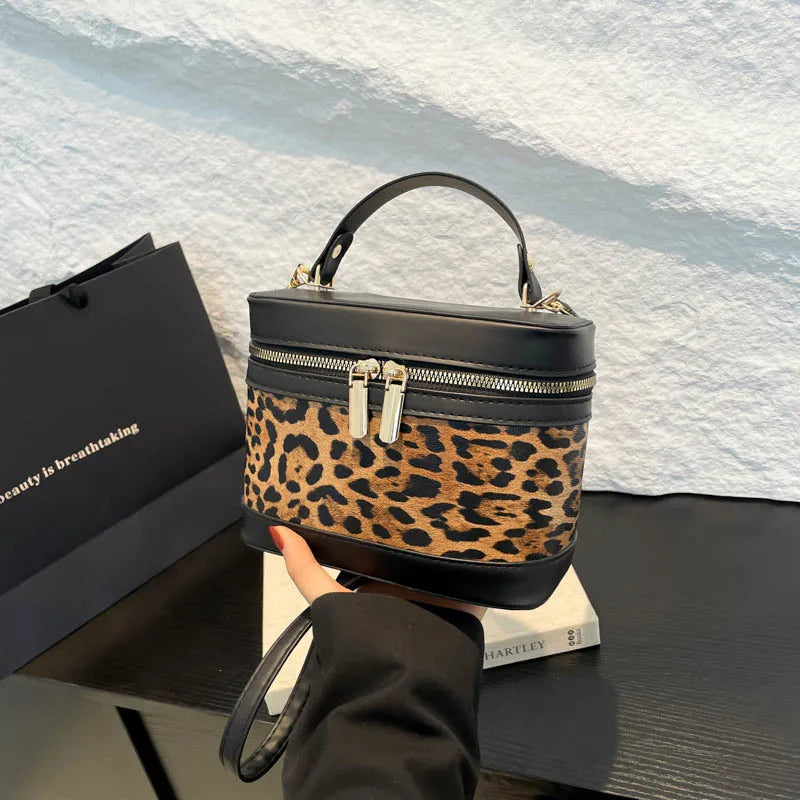 Leopard Print Bucket Bag – Women's Crossbody Shoulder Bag