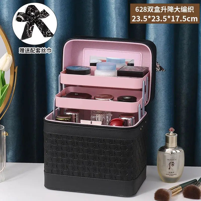 Large Makeup Organizer Box for Women – Professional Cosmetic Case with Mirror
