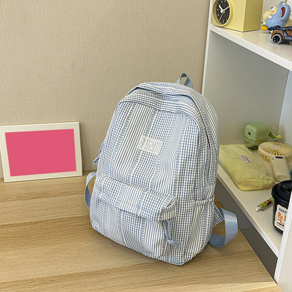 Cute Pastel Stripe Backpack for Teen Girls – Soft School Bag
