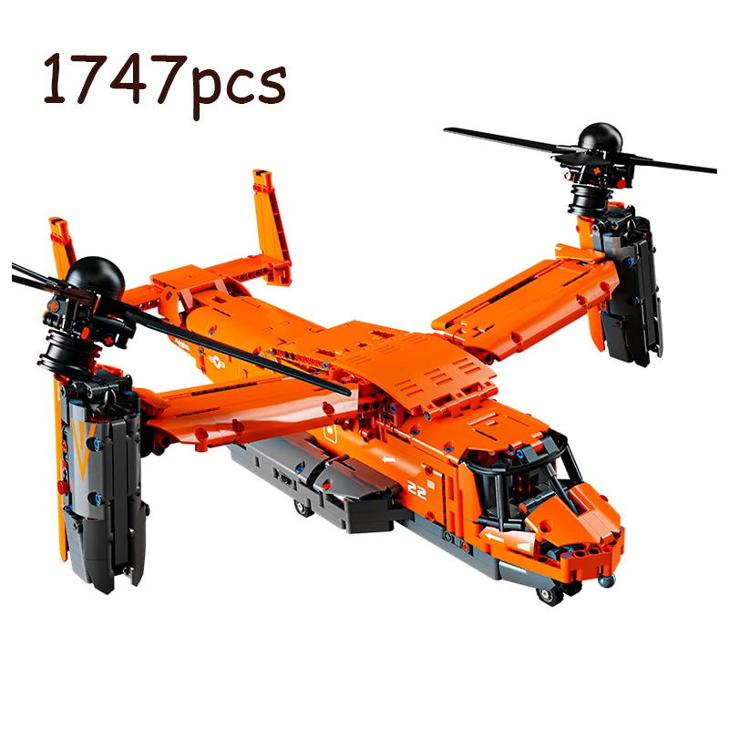 Osprey Tiltrotor Aircraft Building Blocks Set – 1747 Pieces Military Plane Toy