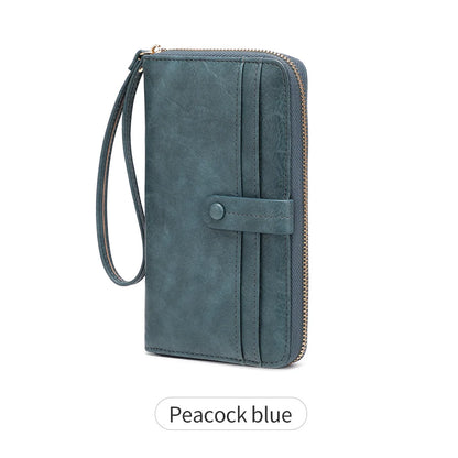 Women's Retro Long Wallet Large Capacity Multi-Card Slot Wristlet Clutch