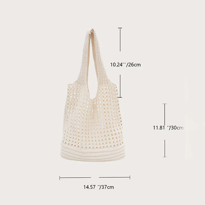Crochet Tote Bag for Women – Large Hollow Knit Shoulder Bag