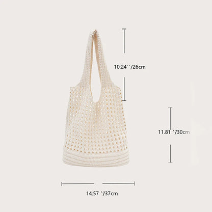 Crochet Tote Bag for Women – Large Hollow Knit Shoulder Bag