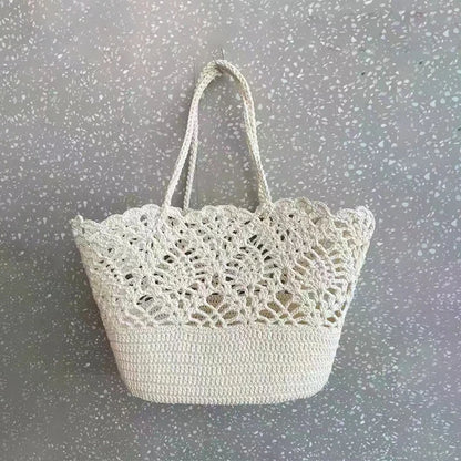 Women's Crochet Beach Tote Bag – Large Hollow Woven Shoulder Bag