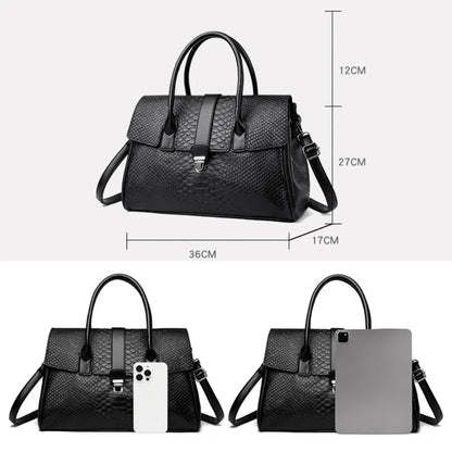 Snake Embossed Leather Tote Bag for Women – Large Shoulder Handbag