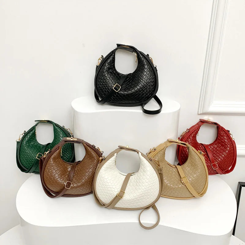 Woven Lattice Crossbody Shoulder Bag for Women – PU Leather