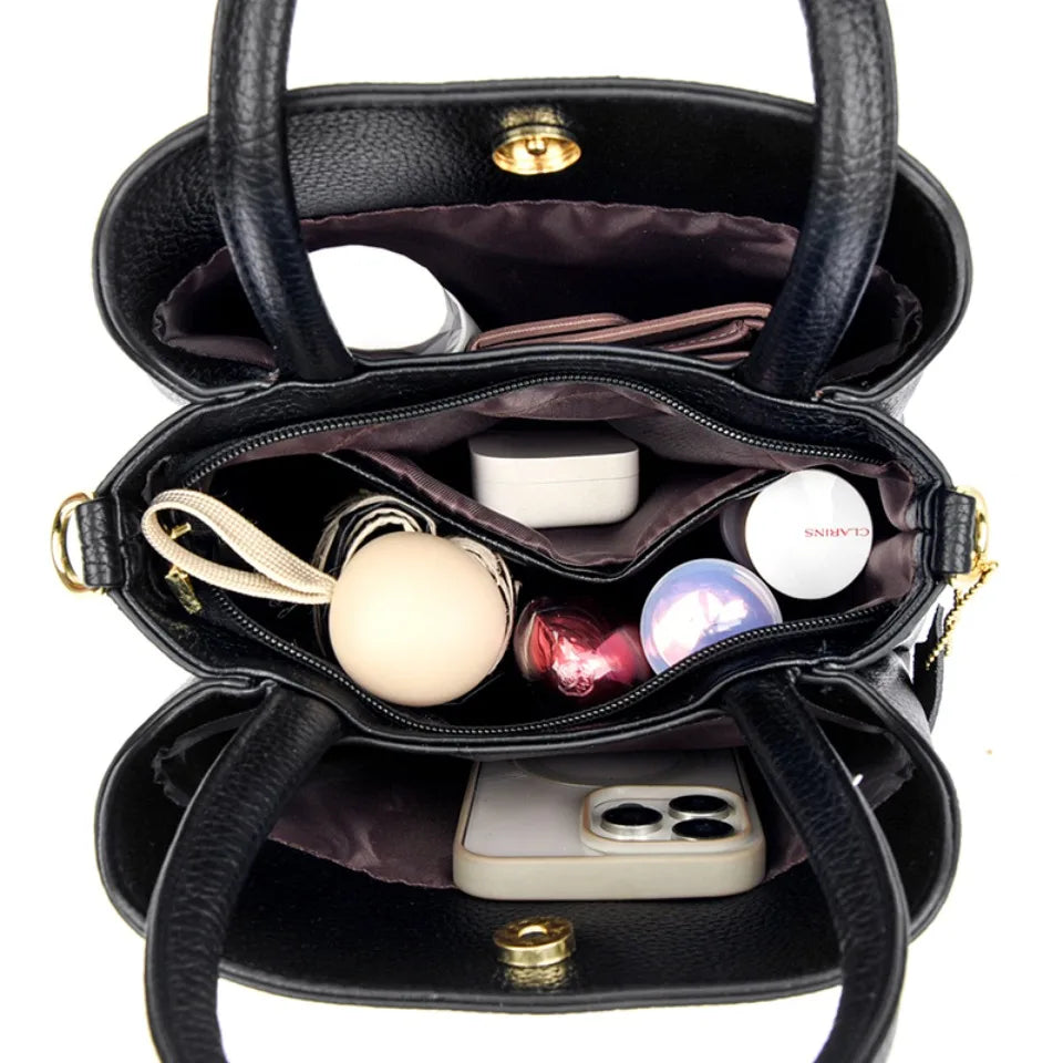 Luxury PU Leather Tote Bag – Women's Designer Crossbody Shoulder Bag