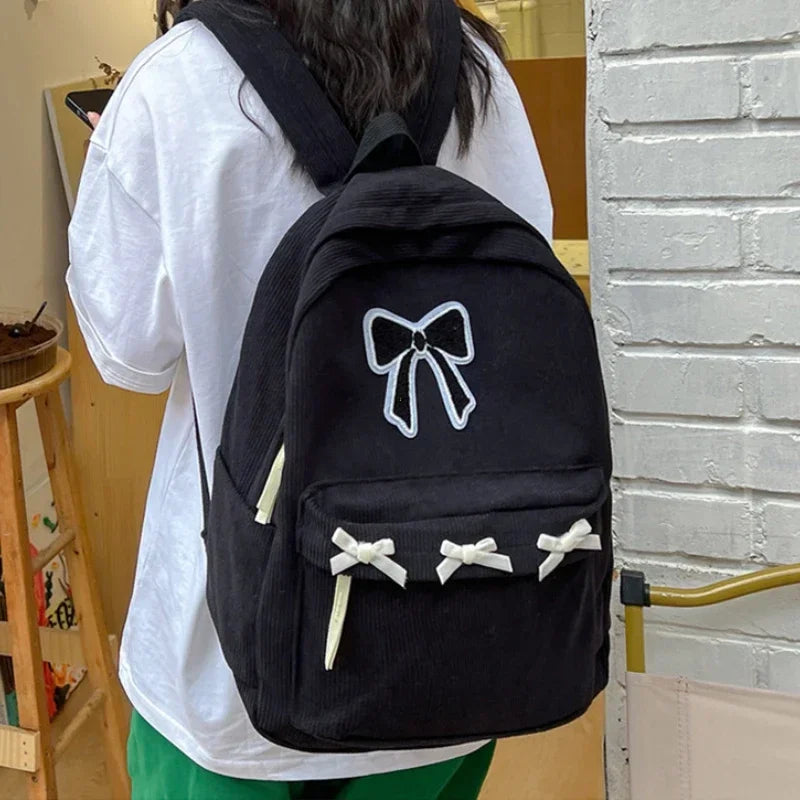 Bowknot Aesthetic Backpack – Lightweight School Bag for Girls & Women