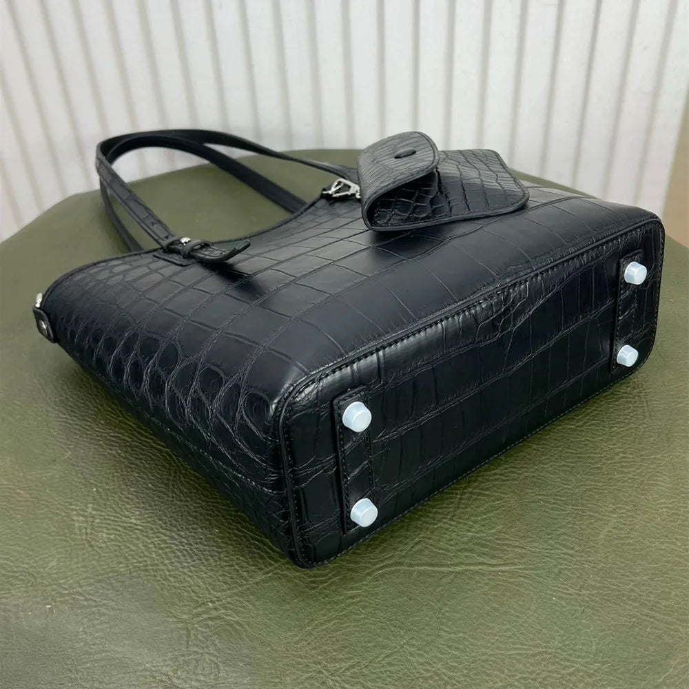 Crocodile Embossed Tote Bag – Women's Large Capacity Shoulder Bag with Mini Purse