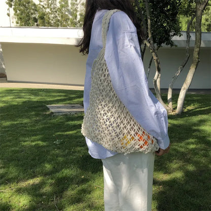 Women's Large Straw Woven Tote Bag – Hollow Beach Shoulder Bag