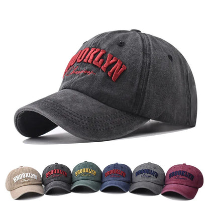 Brooklyn Embroidered Baseball Cap – Retro Washed Cotton Hat