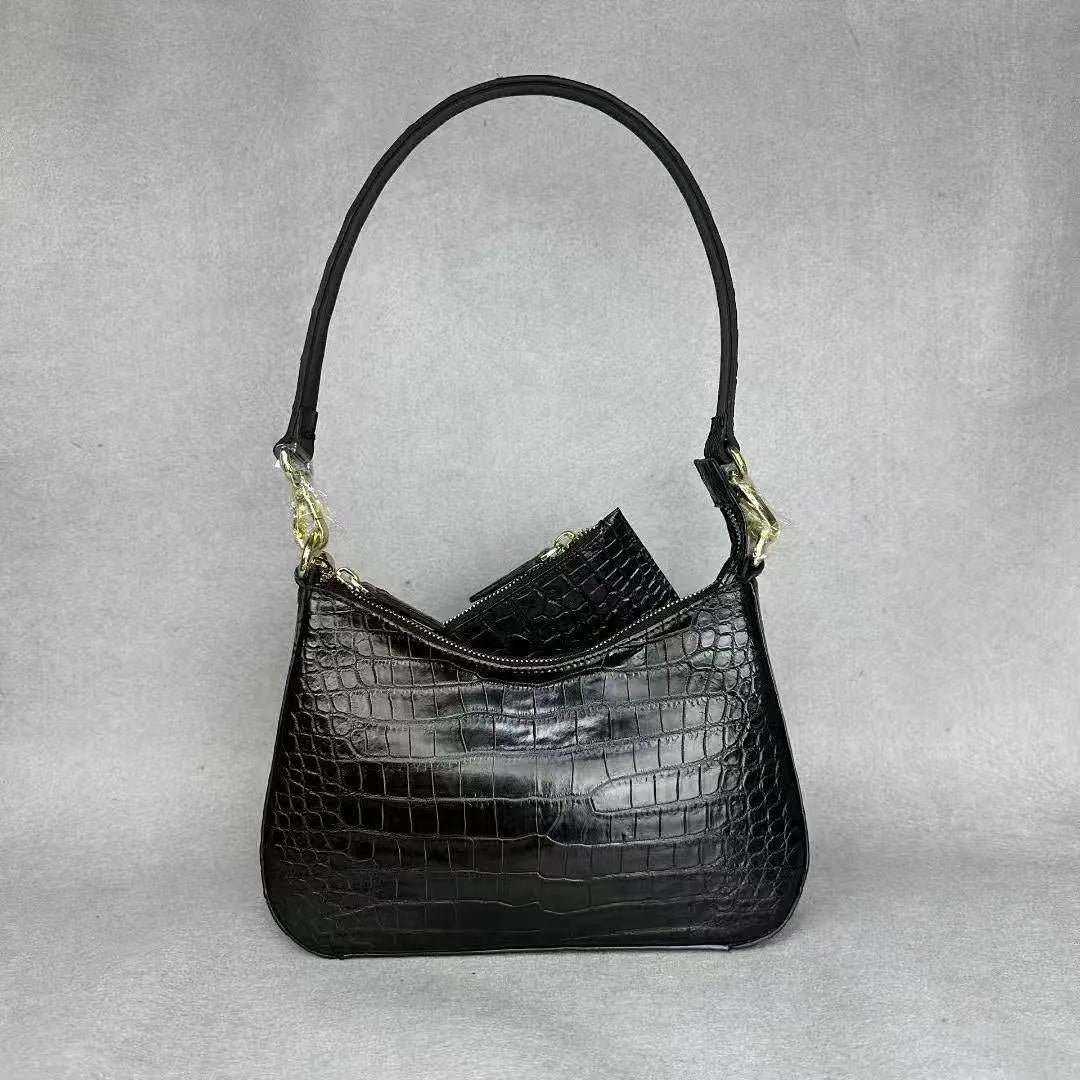 Crocodile Leather Shoulder Bag – Women's Luxury Underarm Handbag