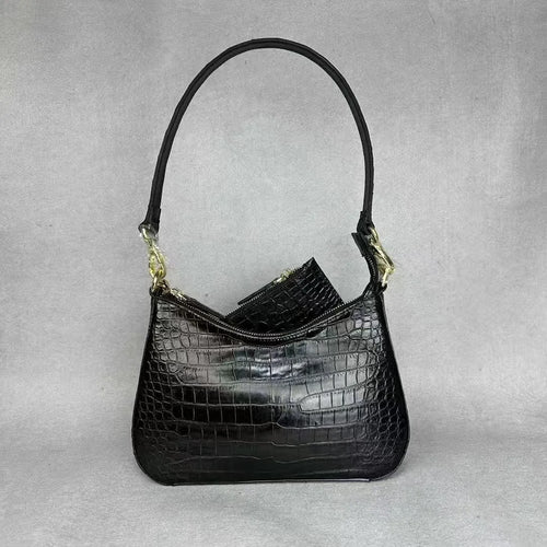 Crocodile Leather Shoulder Bag – Women's Luxury Underarm Handbag