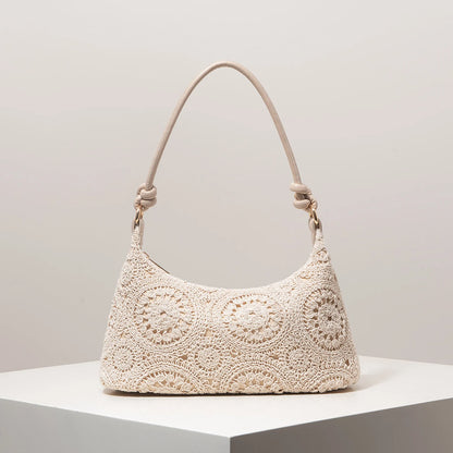 Boho Crochet Shoulder Bag – Floral Hollow-Out Summer Beach Bag