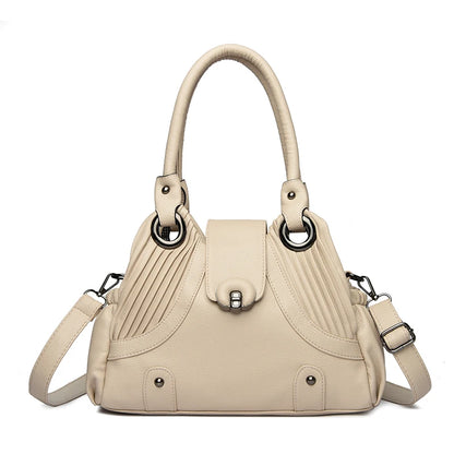 Leather Tote Handbag for Women – Designer Two-Layer Shoulder Bag