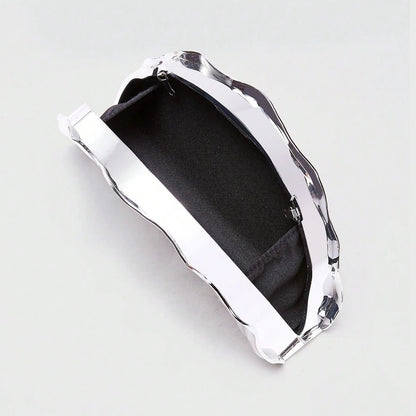 Metallic Acrylic Scallop Evening Clutch Bag for Women – Luxury Half-Moon Purse
