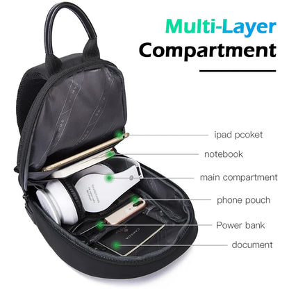 Waterproof Sling Chest Bag for Men with USB Charging Port