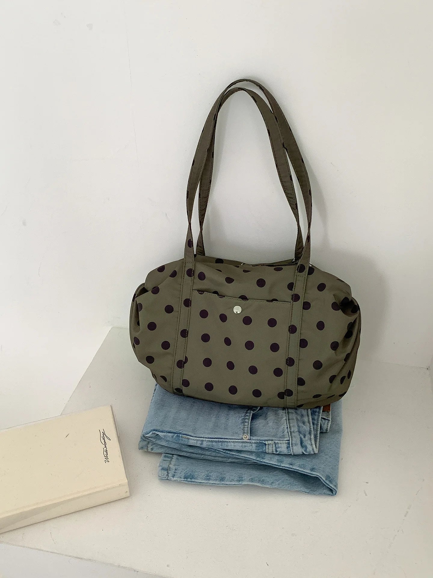 Cute Korean Style Handle Bag Casual Polka Dot Tote