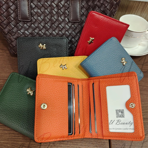 Genuine Cowhide Leather Slim Wallet – Fox Stud Card Holder