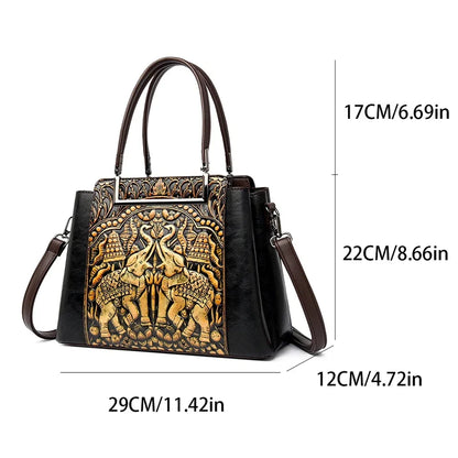 Vintage Embossed Handbag for Women – Large Capacity PU Leather Shoulder Bag