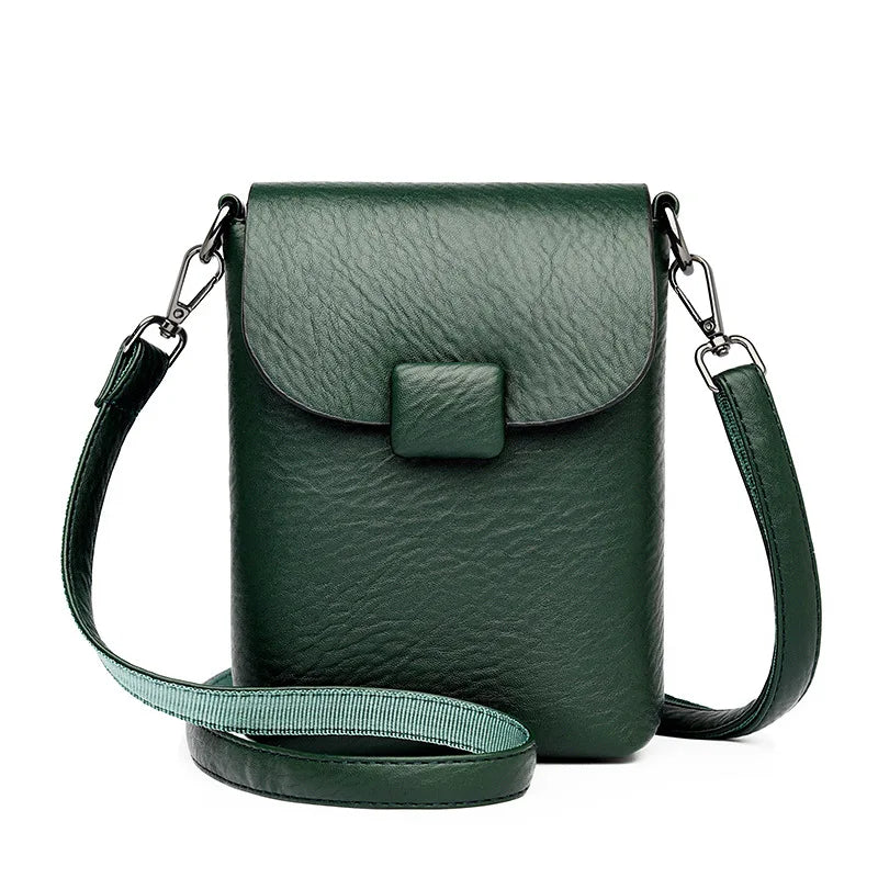 Women's Small Crossbody Phone Bag – Soft Leather Flap Purse