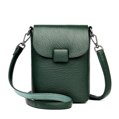 Women's Small Crossbody Phone Bag – Soft Leather Flap Purse